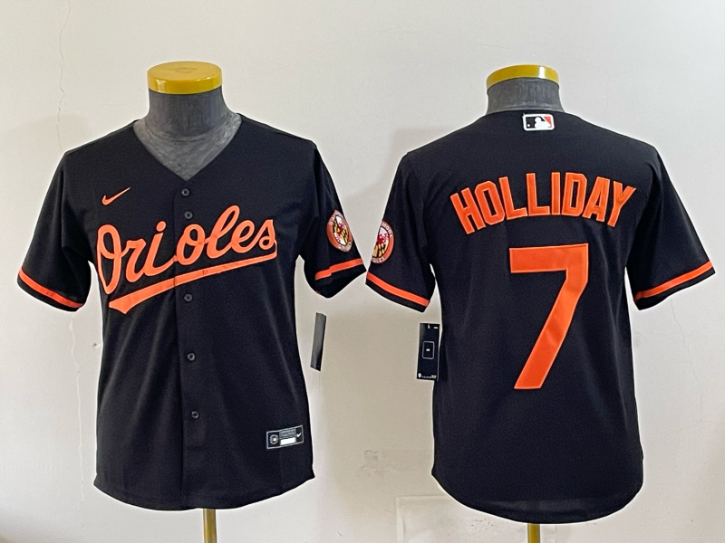 Youth 2025 Baltimore Orioles #7 Holliday black Nike MLB Jersey 002->youth mlb jersey->Youth Jersey